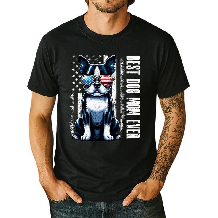 USA Flag Boston Terrier Best Dog Mom Ever 2025 Men's Casual T-Shirt