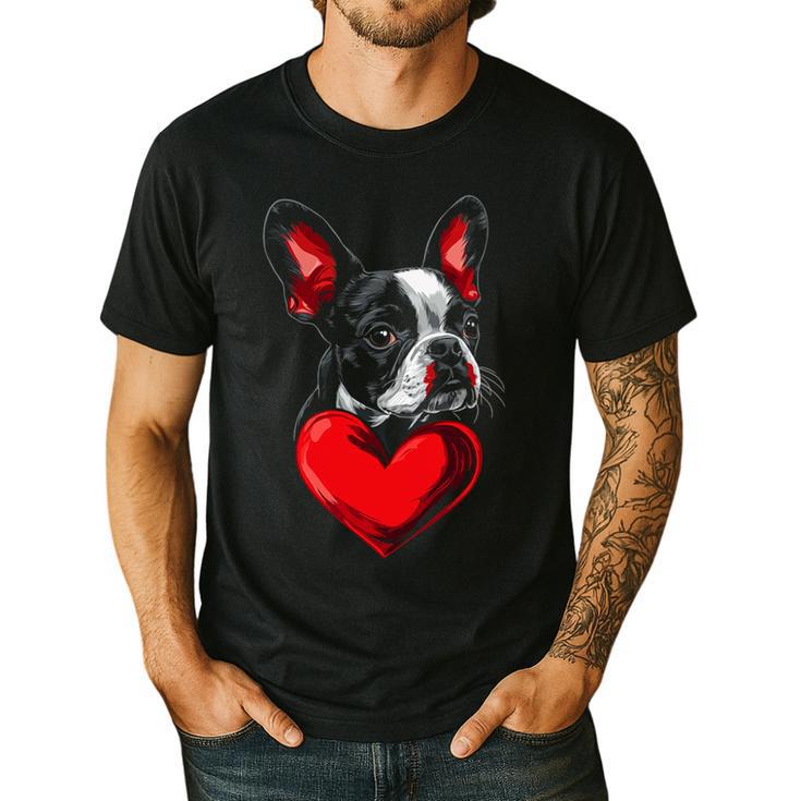 Valentine's Day Boston Terrier Dog Vector Men's Casual T-Shirt