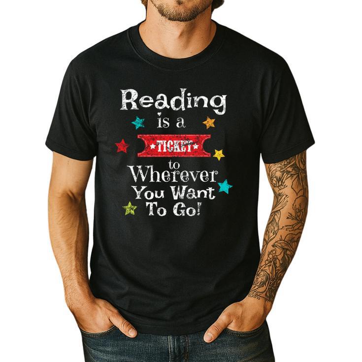 Vintage Teachers And Students Book Reading Adventure Men's Casual T-Shirt