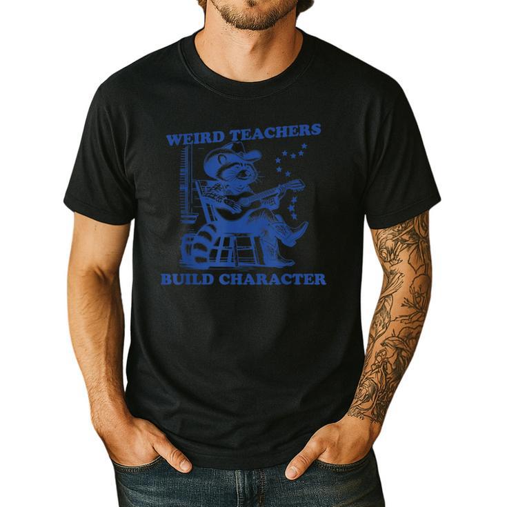 Weird Teachers Build Character Shirt Raccoon Teacher Men's Casual T-Shirt