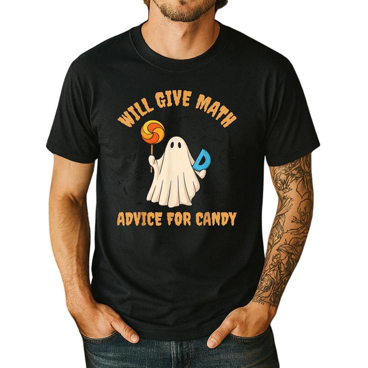Will Give Math Advice For Candy Math Ghost Teacher Halloween Men's Casual T-Shirt
