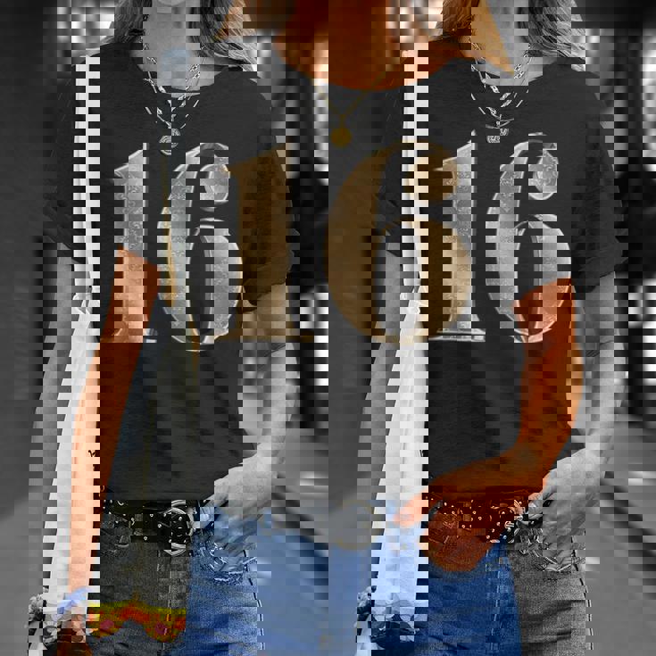 16 16 誕生日 お気に入り 数字 フルール・ド・リス デザイン Tシャツ 彼女への贈り物