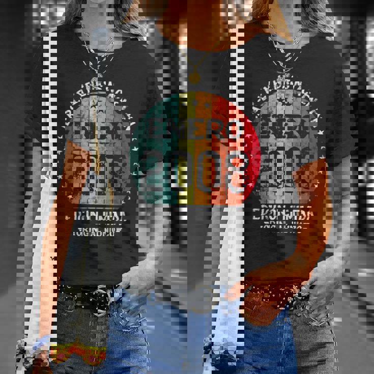 18 Años Cumpleaños Leyendas Nacen Enero 2008 Chica Chico Manga Larga Camiseta unisex Regalos para ella