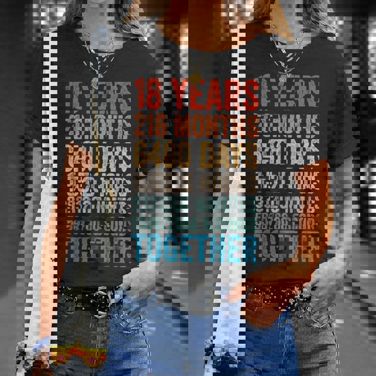 18年目の記念日 彼 彼女 カップル 18回目の結婚 Tシャツ 彼女への贈り物