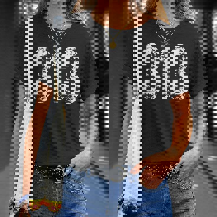 313 市外局番デトロイトmi 携帯電話 エリアコード 313 Tシャツ 彼女への贈り物