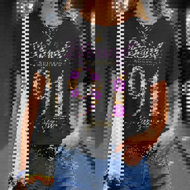 91歳の91歳の誕生日bデーパーティー 神に祝福されて Tシャツ 彼女への贈り物