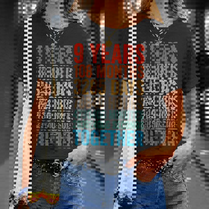 9年目の記念日 彼 彼女 カップル 9回目の結婚 Tシャツ 彼女への贈り物