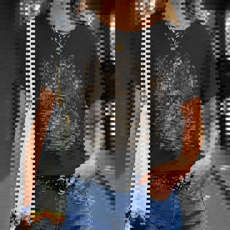 Caribe Macaw Brújula Con Calavera Pirata Camiseta unisex Regalos para ella