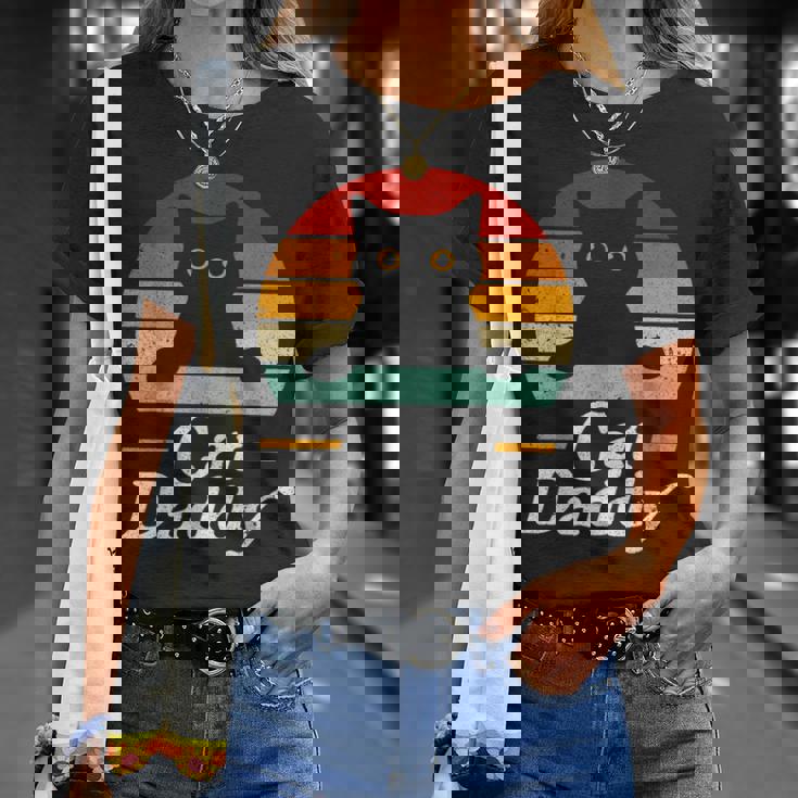 Cat Daddy Retro Compleanno & Festa Del Papà Gatto Papà Uomo Maglietta Regalos para ella