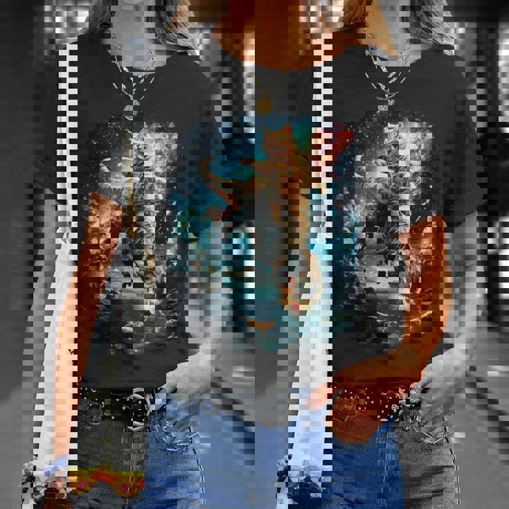 Chat De L'espace À Chevalur Le DinosaureRex T-Shirt Cadeaux pour elle