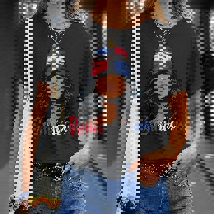 Chica Dominicana Bandera República Dominicana Orgullosa Dominicana Camiseta unisex Regalos para ella
