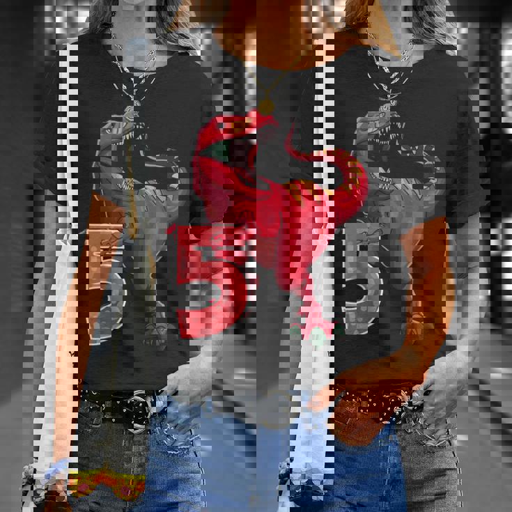 De 5º Cumpleaños DinoRex 5 Años Dinosaurio Camiseta unisex Regalos para ella