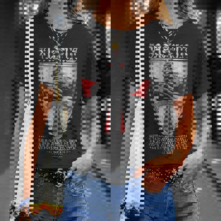 Deusult He Trains My Hands For War Templar Knights Tシャツ 彼女への贈り物