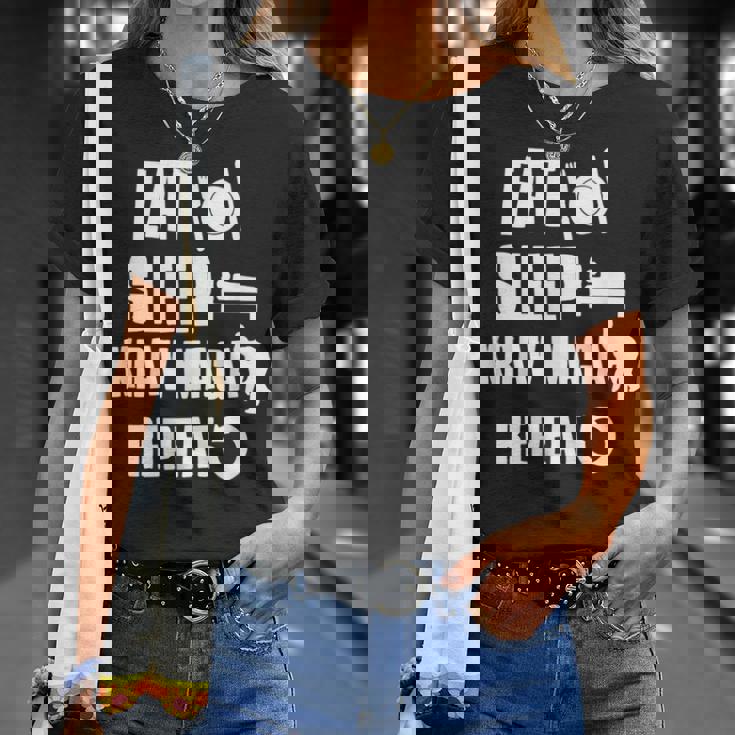 Divertida Krav Maga Eatleep Krav Maga Repeat Camiseta unisex Regalos para ella