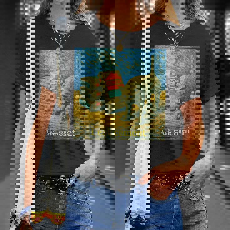 I Eat Cement 猫 ゴッホ 印象派 絵画 美学 Tシャツ 彼女への贈り物