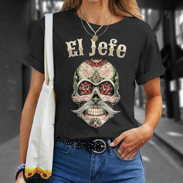 El Jefeugarkull Dia De Los Muertos El Jefe T-Shirt Cadeaux pour elle