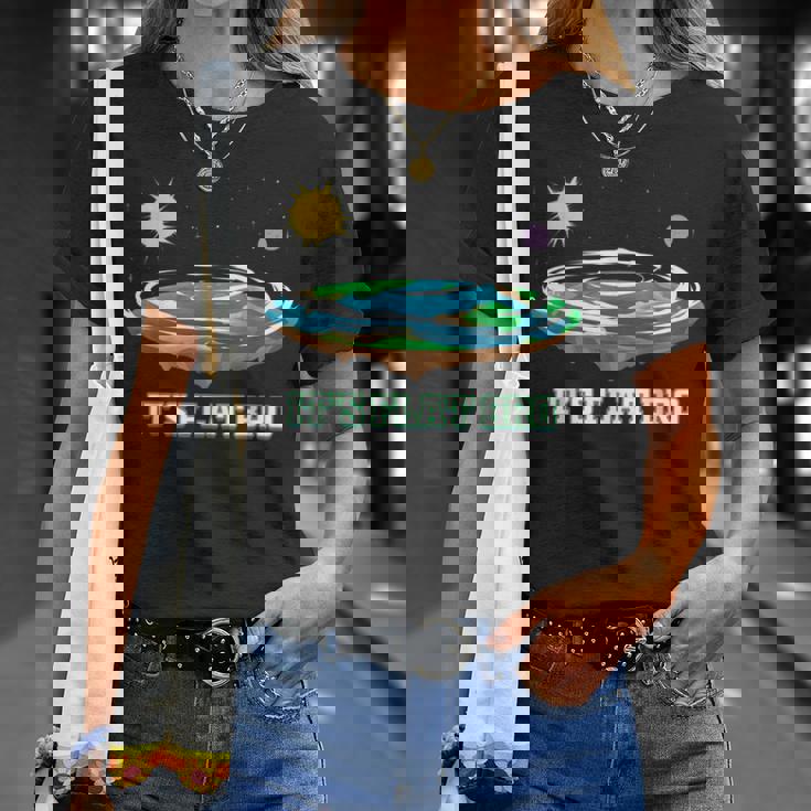 Flat Earth It's Flat Bro Conspiracy フラットアース Tシャツ 彼女への贈り物