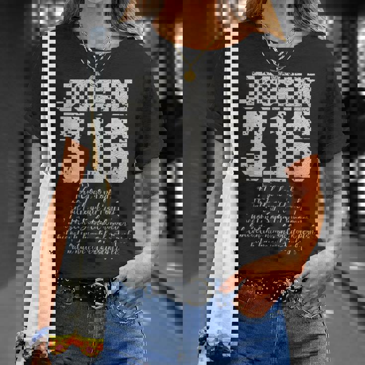 For Godo Loved The World John 316 聖書の言葉 キリスト教 Tシャツ 彼女への贈り物