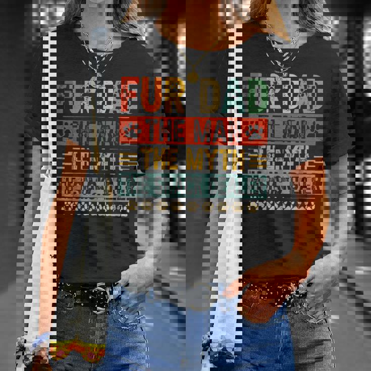 Fur Dad Man Mythnack Dealer Paw Cat Dog Festa Del Papà Maglietta Regalos para ella