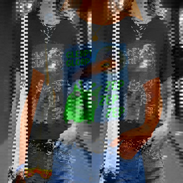 Gato Alienígena Divertido Glerp Glorp Camiseta unisex Regalos para ella