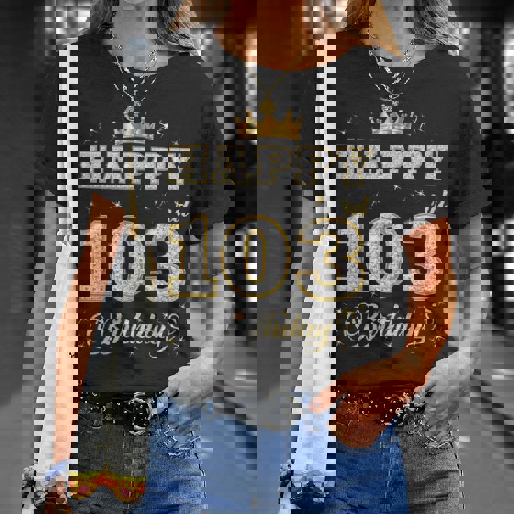 Happy 103Rd Birthday 103歳 女性 男性 誕生日パーティー 長袖tシャツ Tシャツ 彼女への贈り物