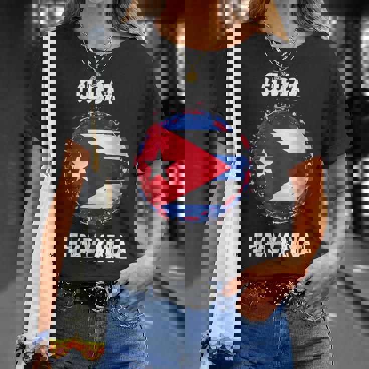 Havana Cuba -Ouvenirs De Drapeau Cubain Rétrointage T-Shirt Cadeaux pour elle