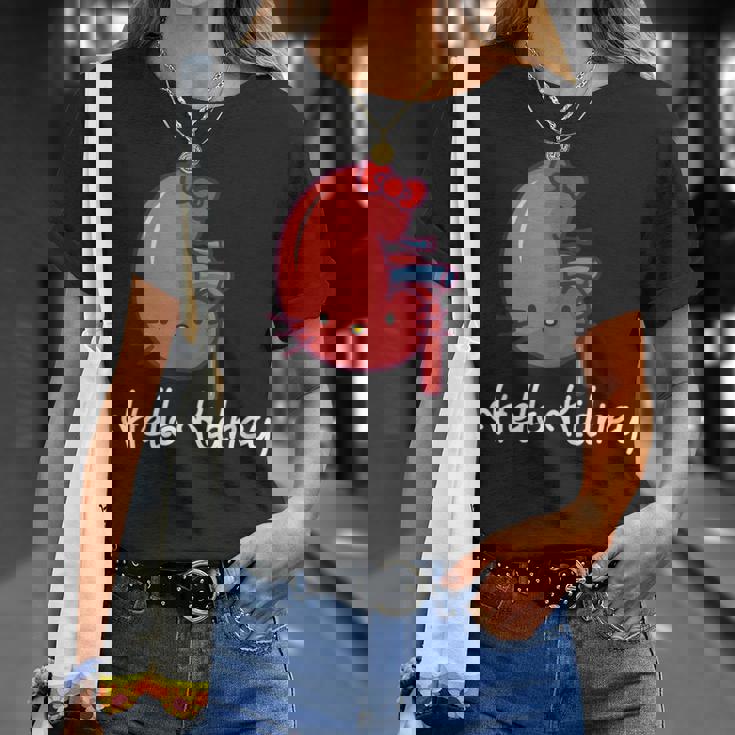 Hello Kidney おもしろ お医者さんへの感謝を示す Tシャツ 彼女への贈り物