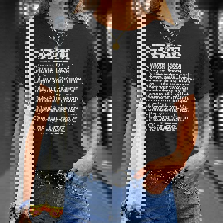 Humour Cadeau Personnalisé Prénom Nadege Définition T-Shirt Cadeaux pour elle