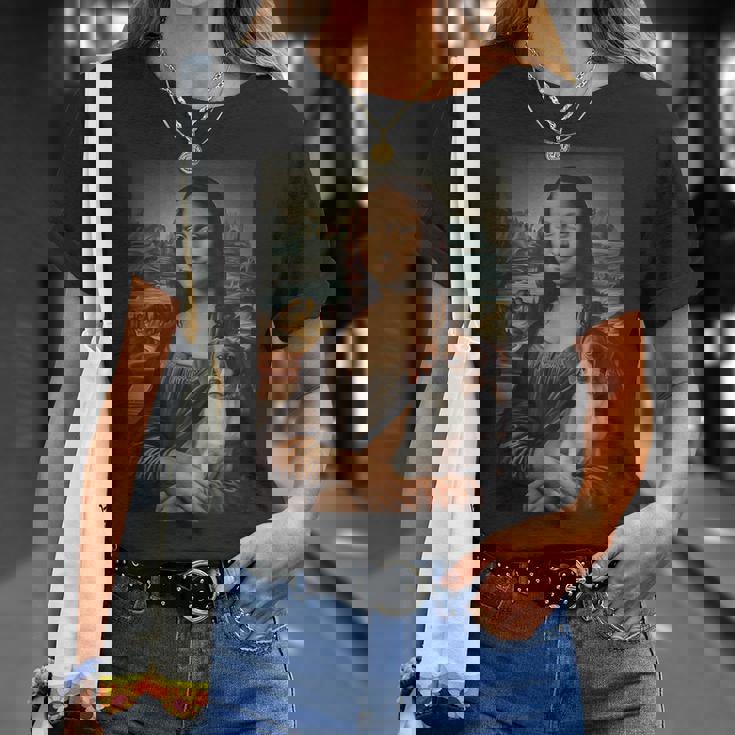 Jack Russel Mona Lisa Pittura Artistica Cane Mamma Papà Maglietta Regalos para ella