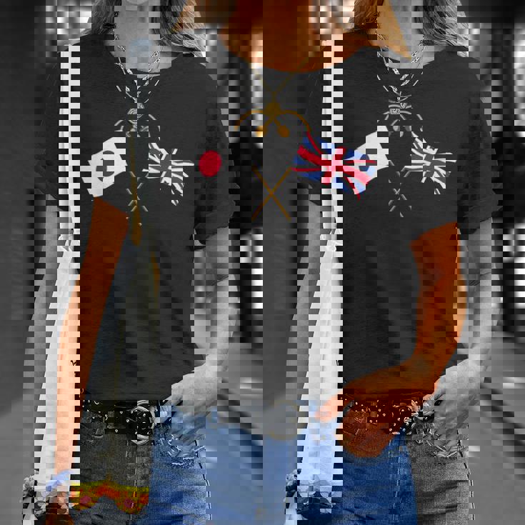 Japanese Flag British Flag 英国遺産 イングリッシュルーツ 日本の国旗 イギリスの国旗 Tシャツ 彼女への贈り物