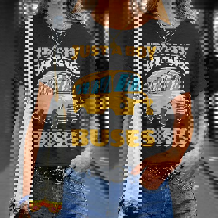 Just A Boy Who Loves Buses バス愛好家 バス愛好家 名言 Tシャツ 彼女への贈り物