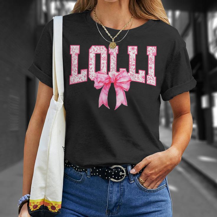 Lolli Floral Toile Pink Water Color Coquette Bow T-Shirt Gifts for Her Lolli Floral Toile Pink Water Color Coquette Bow T-Shirt Gifts for Her