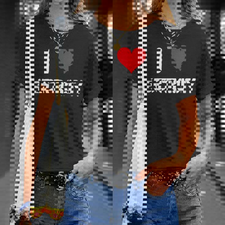 I Love Electricity ハート 電気技師ユーティリティ電気 Tシャツ 彼女への贈り物