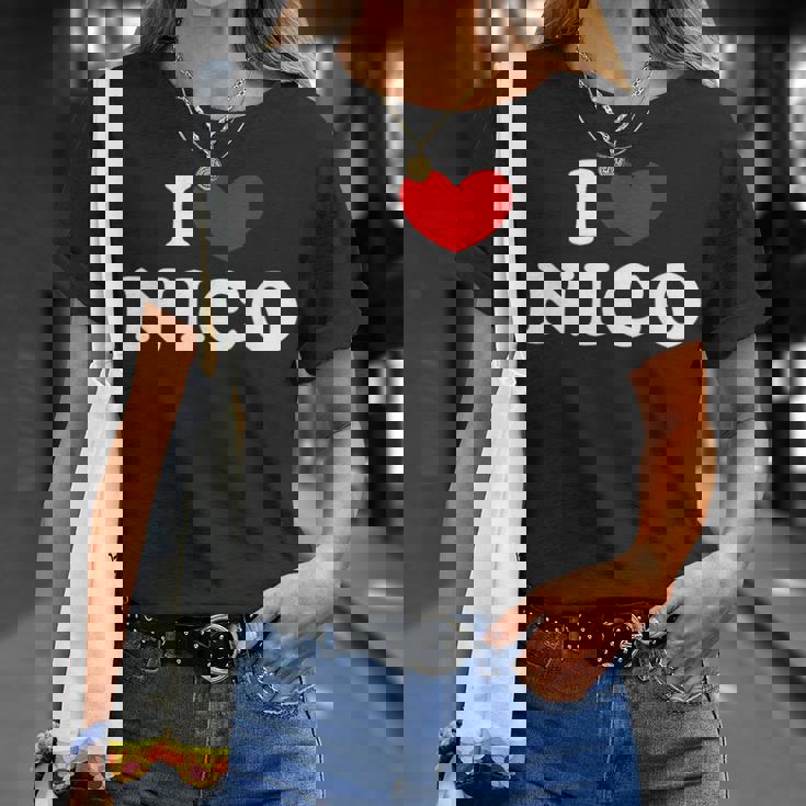 I Love Nico Amo Nico Camiseta unisex Regalos para ella