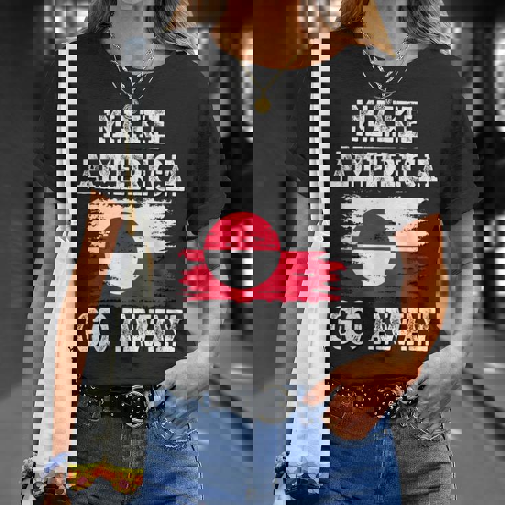 Make America Go Away グリーンランド国旗 アンティーク調 Tシャツ 彼女への贈り物