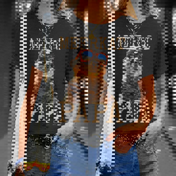 Meerkat Papaミーアキャット パパ パパ 父の日 マングース パパ スリケート ファーザー Tシャツ 彼女への贈り物