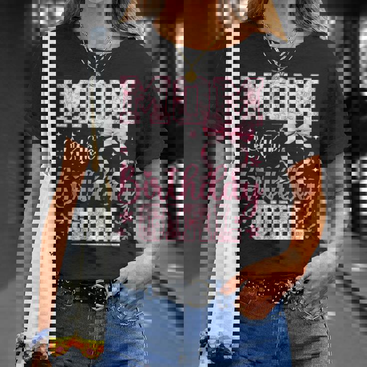 Mom Of The Birthday Girl Pink Bow Flower Birthday Girl T-Shirt Gifts for Her