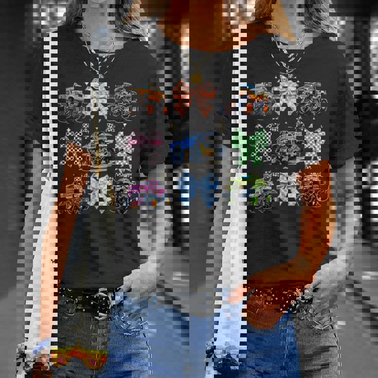 Monster Truck 4 Wheeler Offroad Girl Coquette Bow Pink Mom T-Shirt Gifts for Her