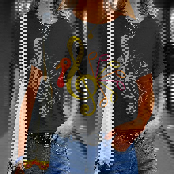 Music Note Symbol Turkey Teacher Fall Thanksgiving Autumn T-Shirt Gifts for Her