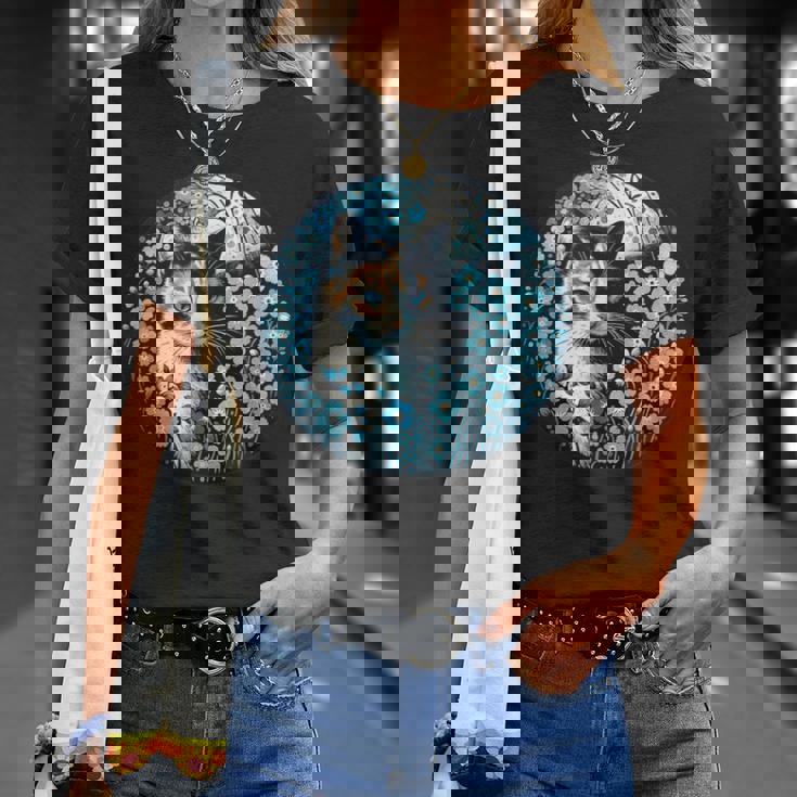 No Me Olvides De Flores Y Gato Calicó Camiseta unisex Regalos para ella