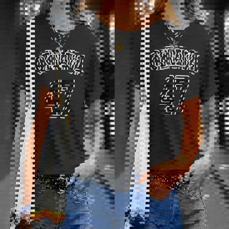 Okinawa 沖縄 47【アイラブ】ユニフォーム風【47都道府県】ジモtティ グッズ お土産 面白い かっこいい Tシャツ 彼女への贈り物