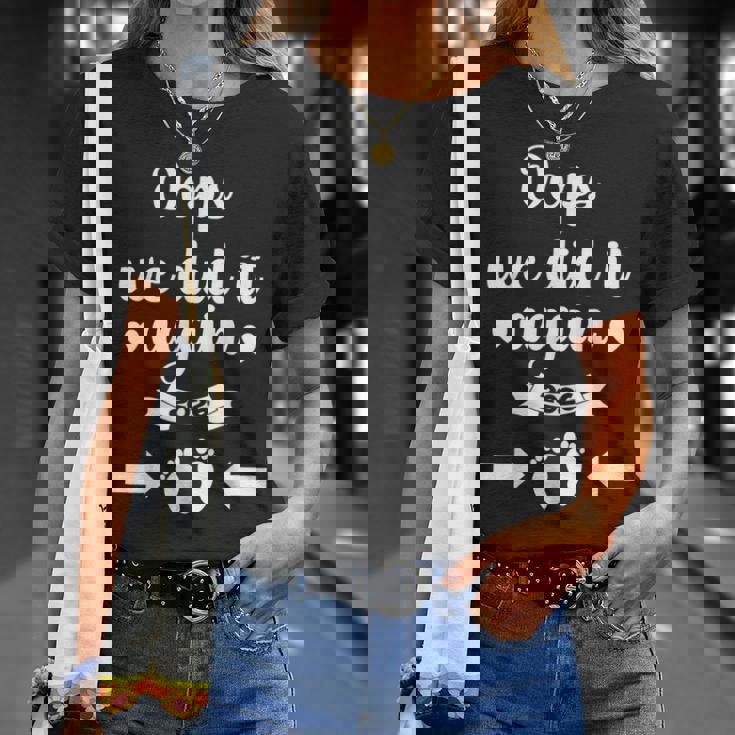 Oops We Did It Again 2026 Mom Dad Baby Announcement T-Shirt Gifts for Her