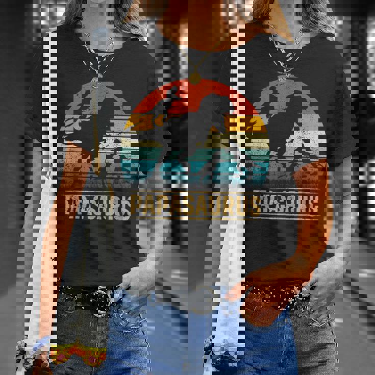 Papa DinosaurRex Papasaurus 3 Bambini Festa Del Papà Maglietta Regalos para ella