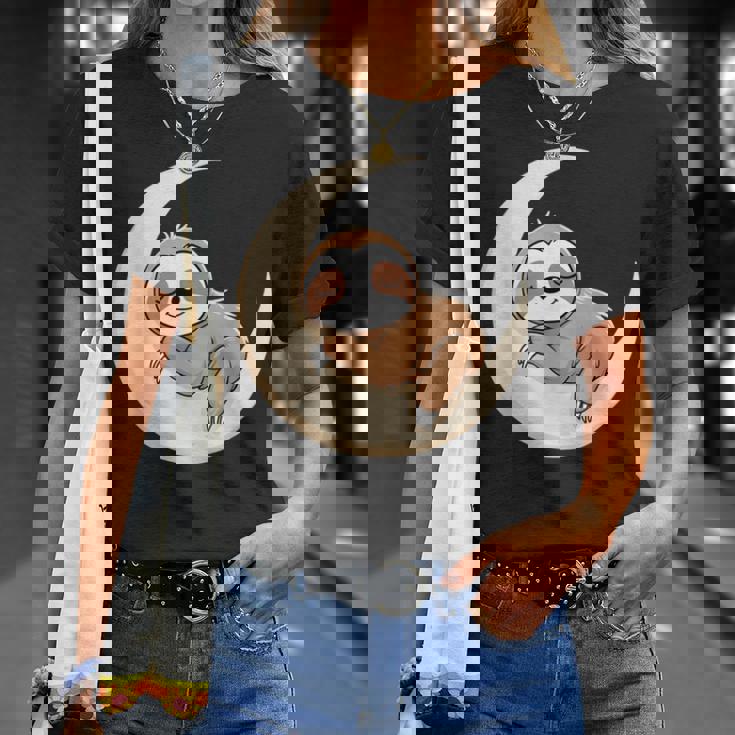 Perezoso Dormido En La Luna – Ilustración Camiseta unisex Regalos para ella