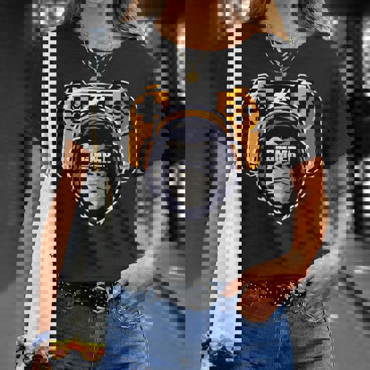 Playtation ゲーマーギフト モンキー ゲームプレーヤー ビデオゲーム 長袖tシャツ Tシャツ 彼女への贈り物