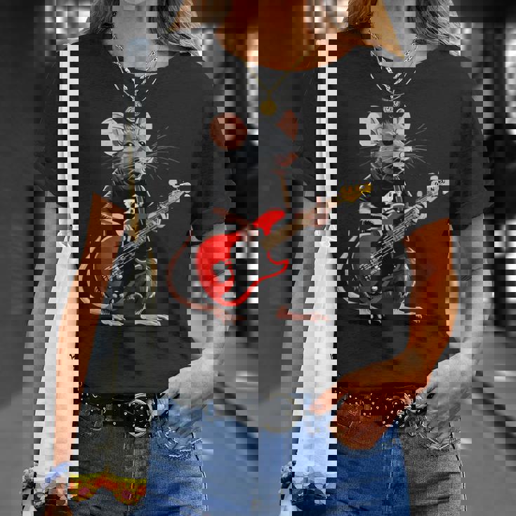 Rata Tocando Guitarra Eléctrica Guitarrista Rata Camiseta unisex Regalos para ella