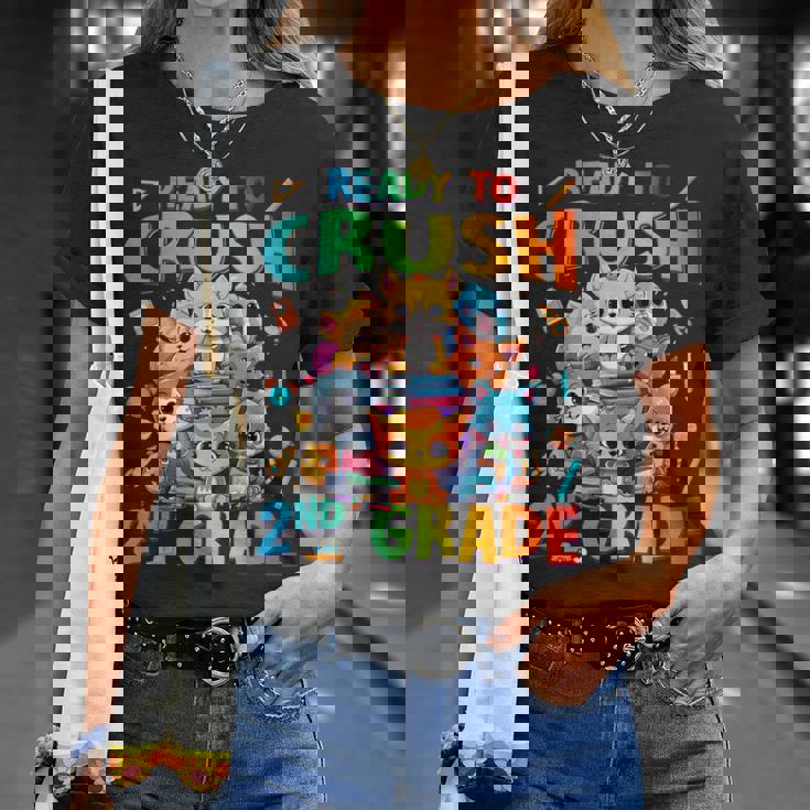 Ready To Crush 2Nd Grade Back Tochool 2Nd Grade Cat Kitten Tシャツ 彼女への贈り物