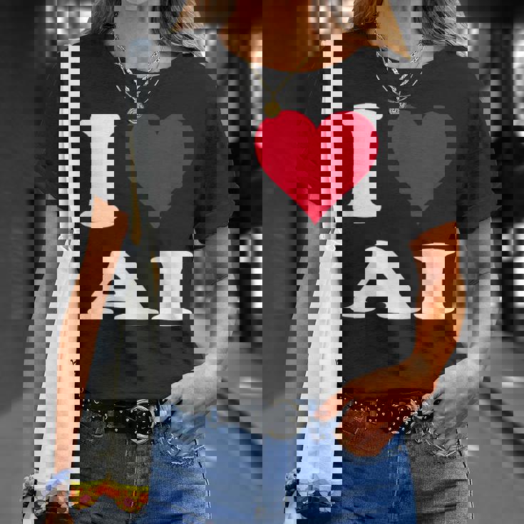 Red Heart I Love Ai Tシャツ 彼女への贈り物