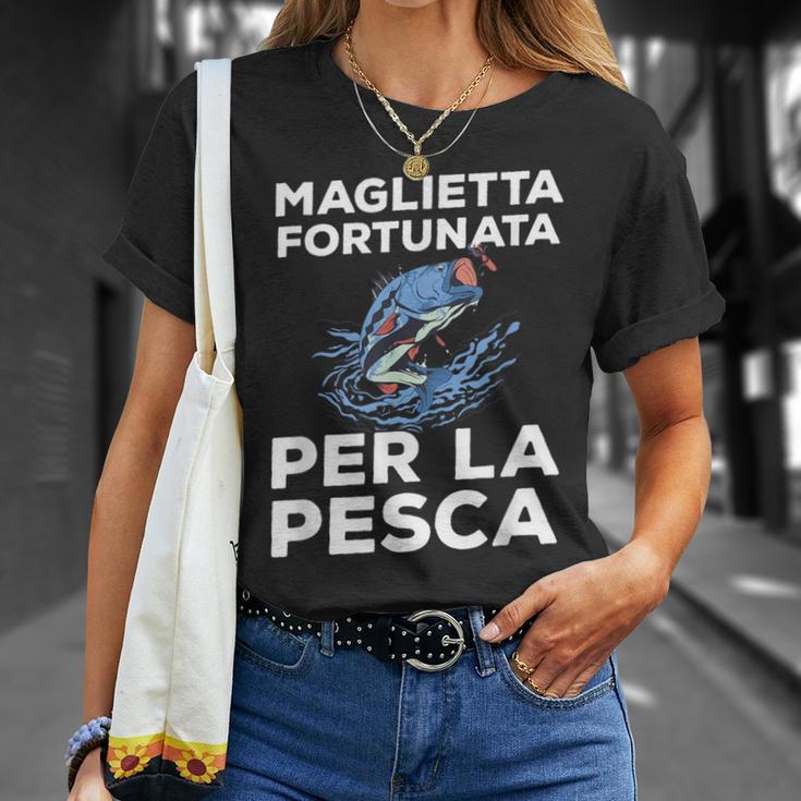 Regalo Pesca Fortunata Per La Pesca Per Pescatore Maglietta Regalos para ella