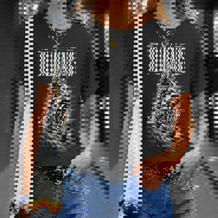 San Columbano Patrón De Los Motociclistas Motocicletas Camiseta unisex Regalos para ella